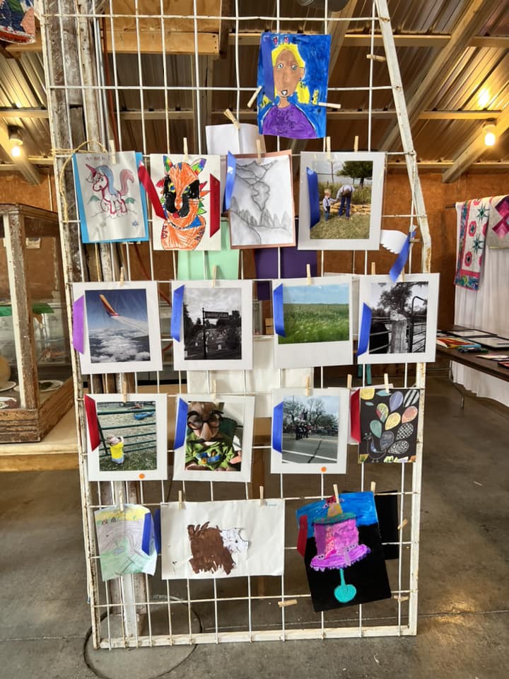 Art by 4-H members is displayed at the Vinland Fair.